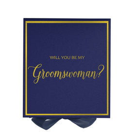 Will You Be My groomswoman? Proposal Box Navy -  Border