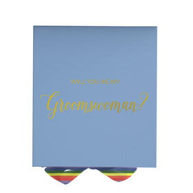 Will You Be My groomswoman? Proposal Box light blue - No Border - Rainbow Ribbon