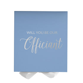 Will You Be our Officiant? Proposal Box Light Blue w/ white Bow- No Border