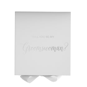Will You Be My groomswoman? Proposal Box White - No Border