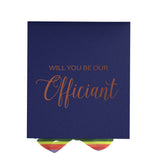 Will You Be our Officiant? Proposal Box Navy - No Border - Rainbow Ribbon