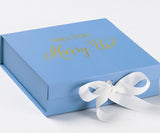 Will You Marry Us?? Proposal Box Light Blue w/ white Bow- No Border