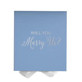 Will You Marry Us?? Proposal Box Light Blue w/ white Bow- No Border