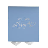 Will You Marry Us?? Proposal Box Light Blue w/ white Bow- No Border