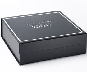 Will You Be My Usher? Proposal Box black -  Border - No ribbon