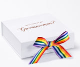 Will You Be My groomswoman? Proposal Box White - No Border - Rainbow Ribbon