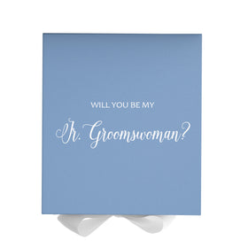 Will You Be My Jr Groomswoman? Proposal Box Light Blue w/ white Bow- No Border