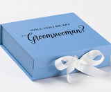 Will You Be My groomswoman? Proposal Box Light Blue w/ white Bow- No Border