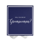 Will You Be My groomswoman? Proposal Box Navy w/ White Bow -  Border