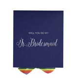 Will You Be My Jr Bridesmaid? Proposal Box Navy - No Border - Rainbow Ribbon