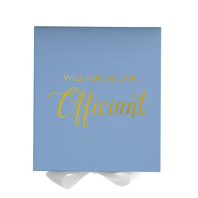 Will You Be our Officiant? Proposal Box Light Blue w/ white Bow- No Border