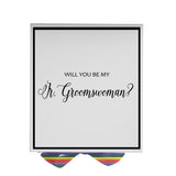 Will You Be My Jr Groomswoman? Proposal Box White -  Border - Rainbow Ribbon