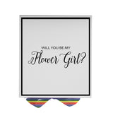 Will You Be My Flower Girl? Proposal Box White -  Border - Rainbow Ribbon