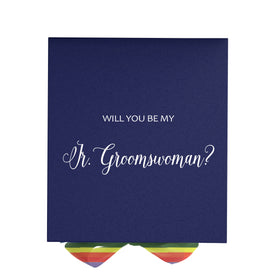 Will You Be My Jr Groomswoman? Proposal Box Navy - No Border - Rainbow Ribbon