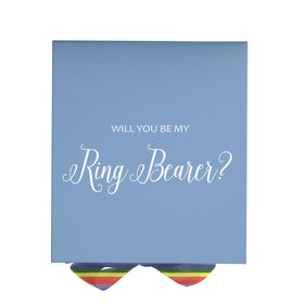 Will You Be My Ring Bearer? Proposal Box light blue - No Border - Rainbow Ribbon