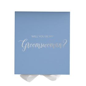 Will You Be My groomswoman? Proposal Box Light Blue w/ white Bow- No Border