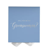 Will You Be My groomswoman? Proposal Box Light Blue w/ white Bow- No Border