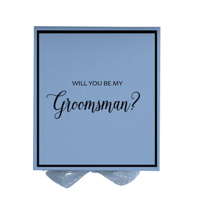Will You Be My groomsman? Proposal Box Light Blue -  Border