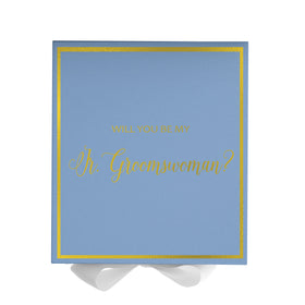 Will You Be My Jr Groomswoman? Proposal Box Light Blue w/ white Bow-  Border