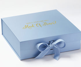 Will You Be My maid of honor? Proposal Box Light Blue - No Border