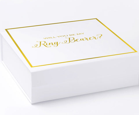 Will You Be My Ring Bearer? Proposal Box White -  Border - No ribbon