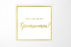 Will You Be My groomswoman? Proposal Box White -  Border - No ribbon