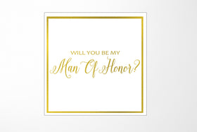Will You Be My Man of Honor? Proposal Box White -  Border - No ribbon