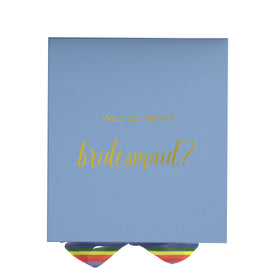 Will You Be My bridesmaid? Proposal Box light blue - No Border - Rainbow Ribbon