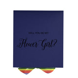 Will You Be My Flower Girl? Proposal Box Navy - No Border - Rainbow Ribbon