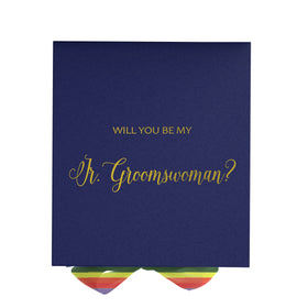 Will You Be My Jr Groomswoman? Proposal Box Navy - No Border - Rainbow Ribbon