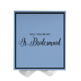 Will You Be My jr bridesmaid? Proposal Box Light Blue w/ white Bow-  Border