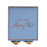 Will You Marry Us?? Proposal Box light blue -  Border - Rainbow Ribbon