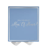 Will You Be My Man of Honor? Proposal Box Light Blue w/ white Bow-  Border