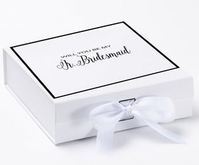 Will You Be My jr bridesmaid? Proposal Box White -  Border