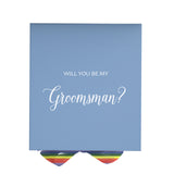 Will You Be My groomsman? Proposal Box light blue - No Border - Rainbow Ribbon