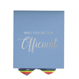 Will You Be our Officiant? Proposal Box light blue - No Border - Rainbow Ribbon