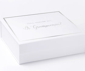 Will You Be My Jr Groomswoman? Proposal Box White -  Border - No ribbon