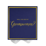 Will You Be My groomswoman? Proposal Box Navy w/ White Bow -  Border