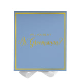 Will You Be My jr groomsman? Proposal Box Light Blue w/ white Bow-  Border