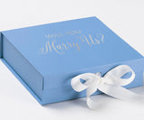 Will You Marry Us?? Proposal Box Light Blue w/ white Bow- No Border