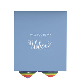 Will You Be My Usher? Proposal Box light blue - No Border - Rainbow Ribbon