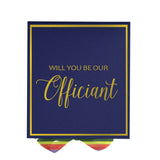 Will You Be our Officiant? Proposal Box Navy -  Border - Rainbow Ribbon