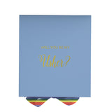 Will You Be My Usher? Proposal Box light blue - No Border - Rainbow Ribbon