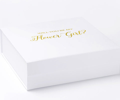 Will You Be My Flower Girl? Proposal Box White - No Border - No ribbon