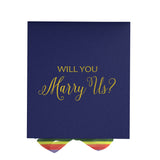 Will You Marry Us?? Proposal Box Navy - No Border - Rainbow Ribbon