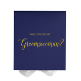 Will You Be My groomswoman? Proposal Box Navy w/ White Bow - No Border