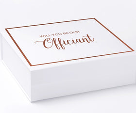 Will You Be our Officiant? Proposal Box White -  Border - No ribbon