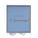 Will You Be My Jr Groomswoman? Proposal Box Light Blue w/ white Bow-  Border