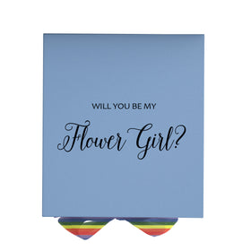 Will You Be My Flower Girl? Proposal Box light blue - No Border - Rainbow Ribbon