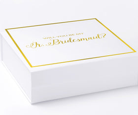 Will You Be My Jr Bridesmaid? Proposal Box White -  Border - No ribbon